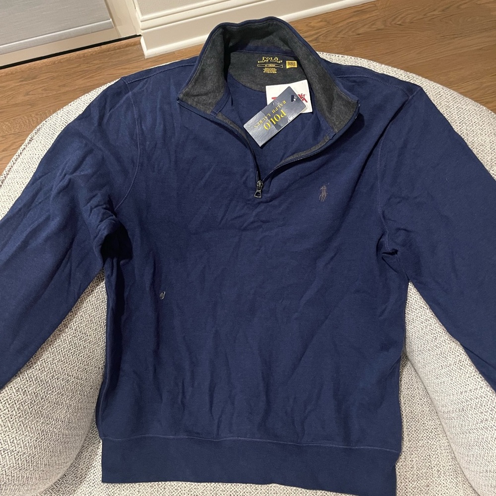 Polo Ralph Lauren Men's Medium Navy Quarter Zip Sweater